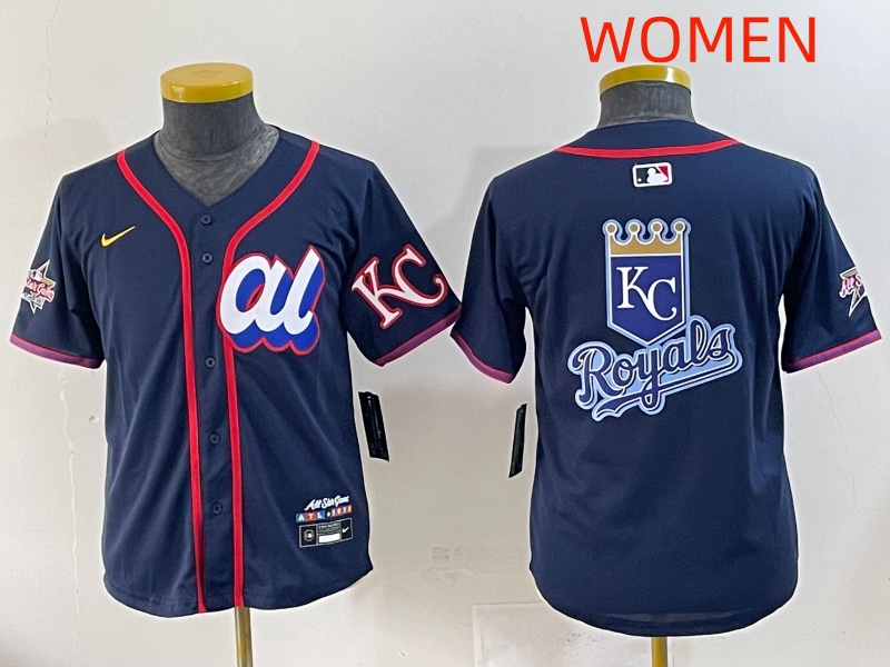 women 2025 Kansas City Royals Blank Drak Blue All star Blank Blue Nike MLB Jersey style 3->women mlb jersey->Women Jersey